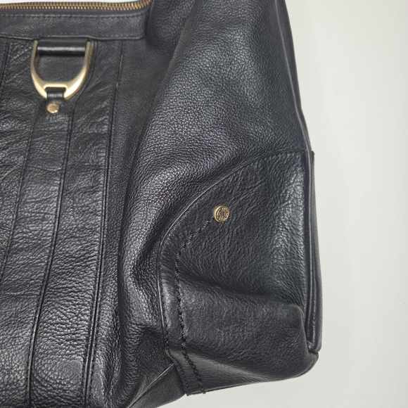 Cole Haan Hobo Handbag Soft Pebbled Black Leather With Tassel Purse - Picture 3 of 11